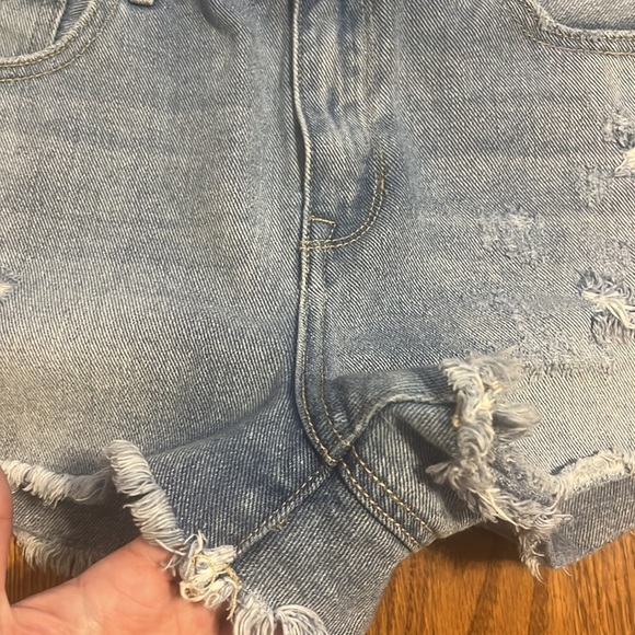 High Rise Distressed Denim Shorts - Picture 7 of 16